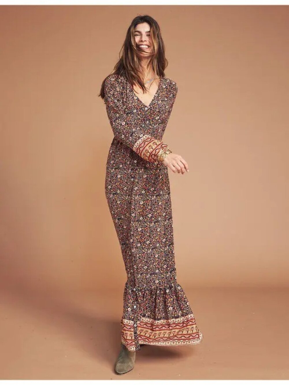 Faherty Toluca maxi dress Montserrat border print floral
